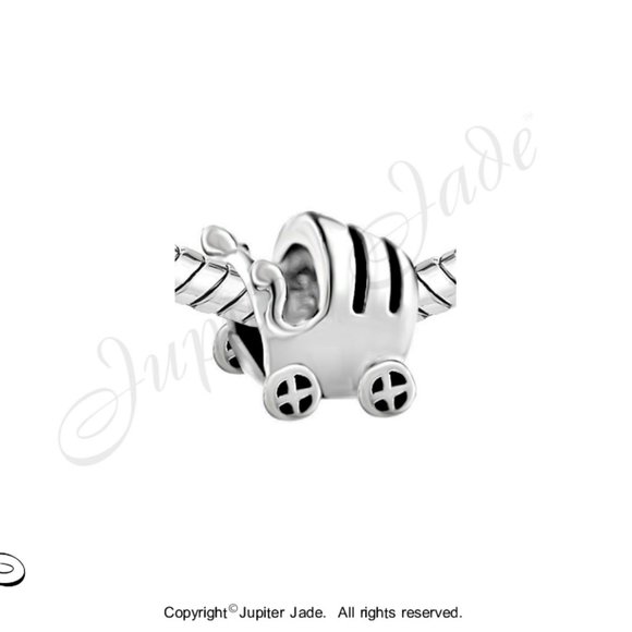 Pugster Baby Buggy Stroller Silver Plate Charm, Gift for New Mom - Fits Pandora - Picture 2 of 2